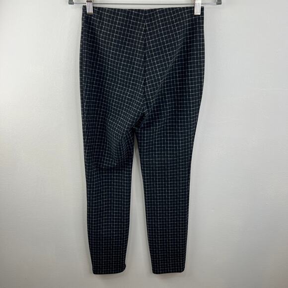 THEORY Black Windowpane Plaid Pull-On Flat Front Skinny-Leg Pants Legging S - Picture 4 of 5